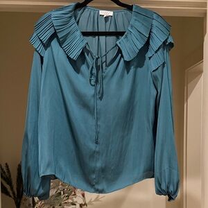 Current Air Teal Pleated Blouse